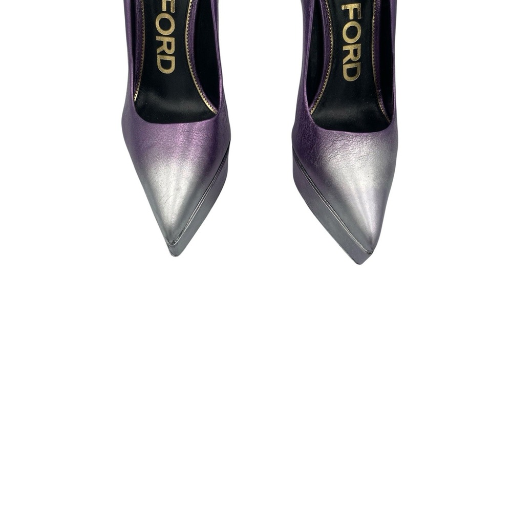 Tom Ford Ombré Metallic Leather Platform Pumps Purple Silver EU 37 US 7 - Picture 3 of 12